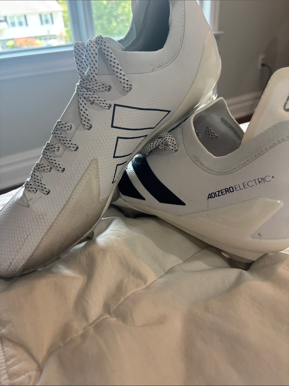 adidas Adizero Electric+ Men’s White & Navy Track Spikes